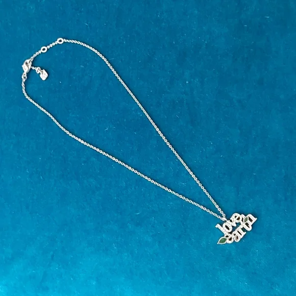 Pendant Necklace. Swarovski "Geology" love earth.  Rhodium plated silver . - Picture 5 of 5